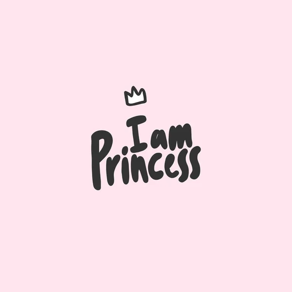 Sou a Princesa. Adesivo para conteúdo de mídia social. Design de ilustração desenhada à mão vetorial . — Vetor de Stock