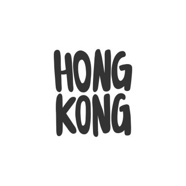 Hong Kong. Sosyal medya içeriği etiketi. Vektör el çizimi illüstrasyon tasarımı. 
