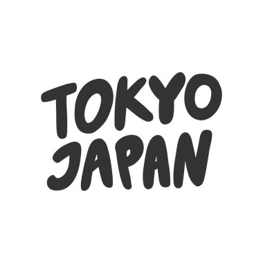 Tokyo Japonya. Sosyal medya içeriği etiketi. Vektör el çizimi illüstrasyon tasarımı. 