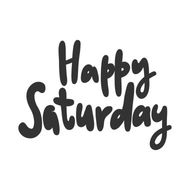 Mutlu cumartesiler Sosyal medya içeriği etiketi. Vektör el çizimi illüstrasyon tasarımı. 