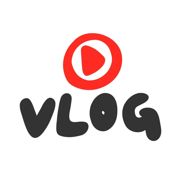 Vlog. Adesivo per i contenuti dei social media. disegno illustrazione disegnato a mano vettoriale . — Vettoriale Stock