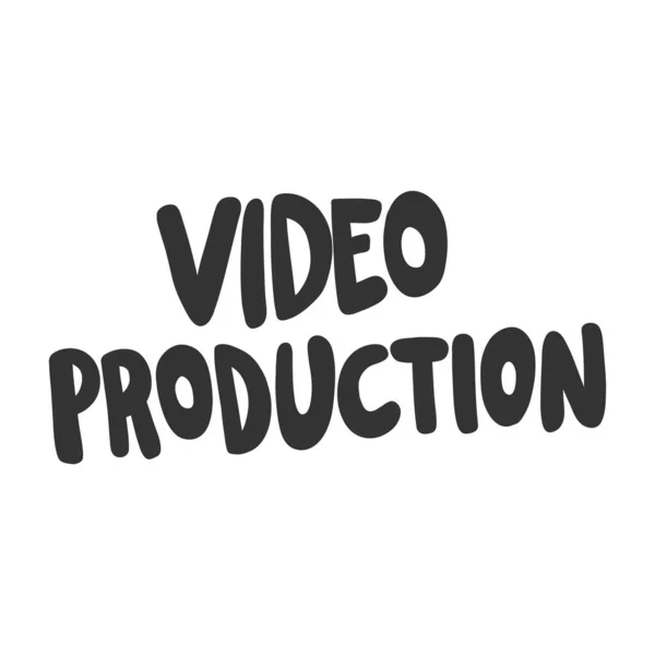 Videoproductie. Sticker voor social media content. Vector hand getekend illustratie ontwerp. — Stockvector