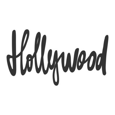 Hollywood demek. Sosyal medya içeriği etiketi. Vektör el çizimi illüstrasyon tasarımı. 