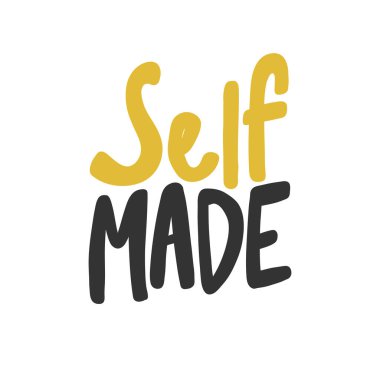 Kendi kendini yaptı. Sosyal medya içeriği etiketi. Vektör el çizimi illüstrasyon tasarımı. 