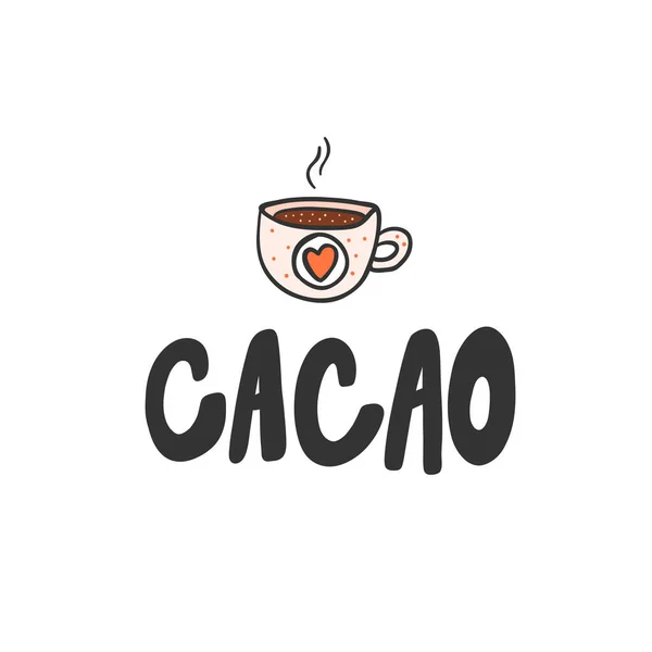 Tazza di Cacao. Adesivo per i contenuti dei social media. disegno illustrazione disegnato a mano vettoriale. — Vettoriale Stock