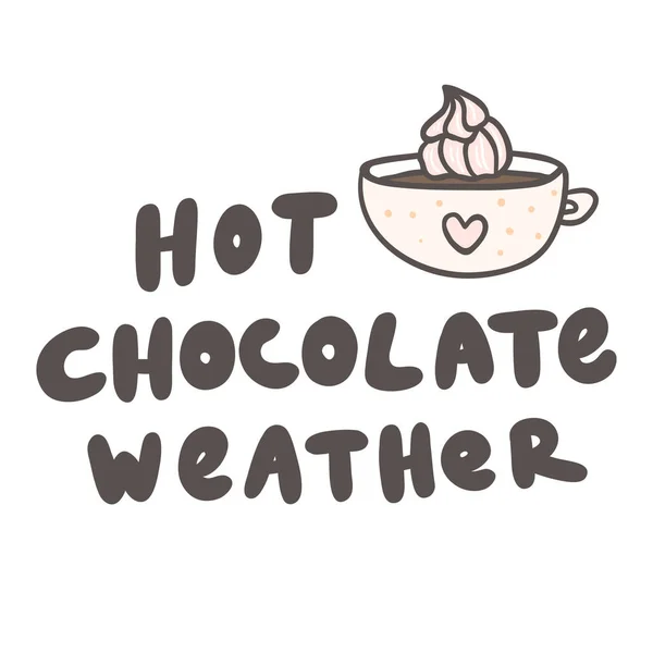 Tempo de chocolate quente. Adesivo para conteúdo de mídia social. Design de ilustração desenhada à mão vetorial . —  Vetores de Stock