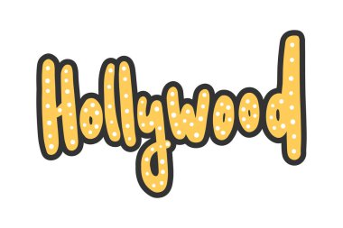 Hollywood demek. Sosyal medya içeriği etiketi. Vektör el çizimi illüstrasyon tasarımı. 