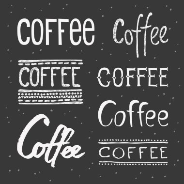 Kahve koleksiyonu harf seti. Çizgi film harfleriyle çizilmiş vektör el çizimi.