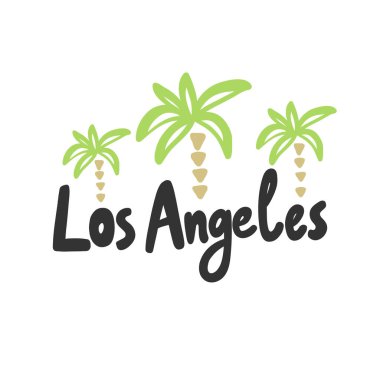 Los Angeles demek. Sosyal medya içeriği etiketi. Vektör el çizimi illüstrasyon tasarımı. 