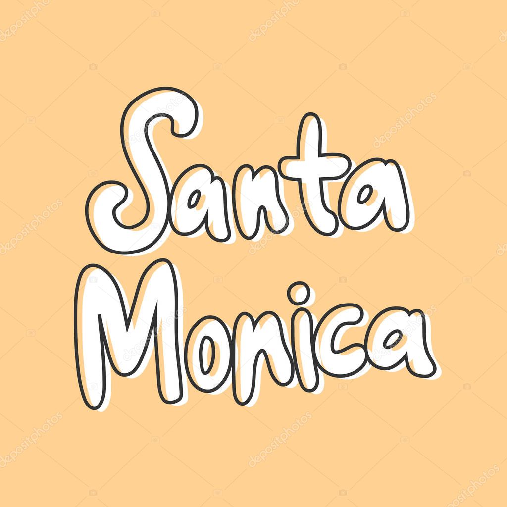 Santa Monica. Sticker for social media content. Vector hand drawn illustration design. 