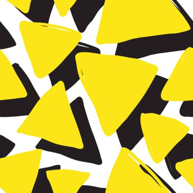 Geometrik fırça darbeleri elementleri ile vektörsüz desen. Memphis geometrik anahatları modern moda. 