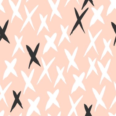 Geometrik fırça darbeleri elementleri ile vektörsüz desen. Memphis geometrik anahatları modern moda. 