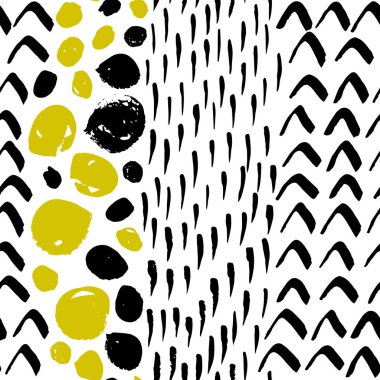 Geometrik fırça darbeleri elementleri ile vektörsüz desen. Memphis geometrik anahatları modern moda. 
