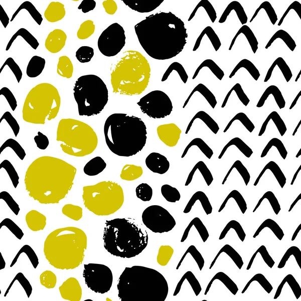 Geometrik fırça darbeleri elementleri ile vektörsüz desen. Memphis geometrik anahatları modern moda. 