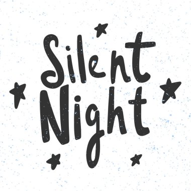 Sessiz bir gece. Noel ve mutlu yeni yıl vekil eli çizgi roman harfleriyle illüstrasyon afişi çizdi. 