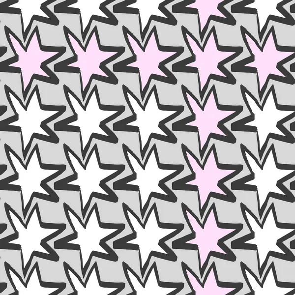 Vektor nahtlose Muster mit geometrischen Pinselstrichen Elemente. Memphis geometrische Umrisse trendigen modernen Stil. — Stockvektor