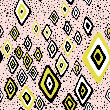 Geometrik fırça darbeleri elementleri ile vektörsüz desen. Memphis geometrik anahatları modern moda. 