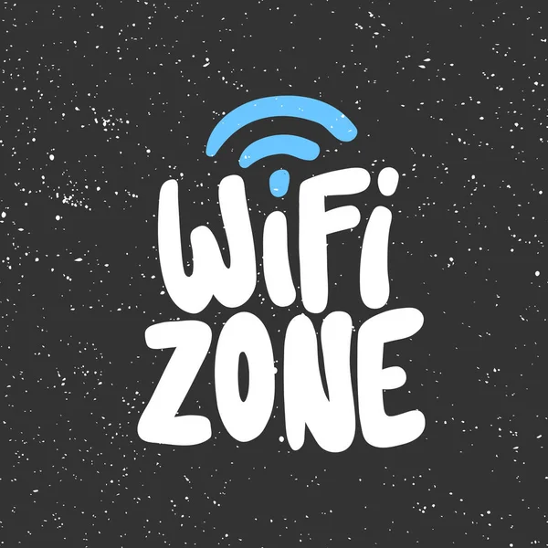 Zona Wi Fi. Adhesivo para contenido de redes sociales. Vector dibujado a mano diseño de ilustración . — Vector de stock