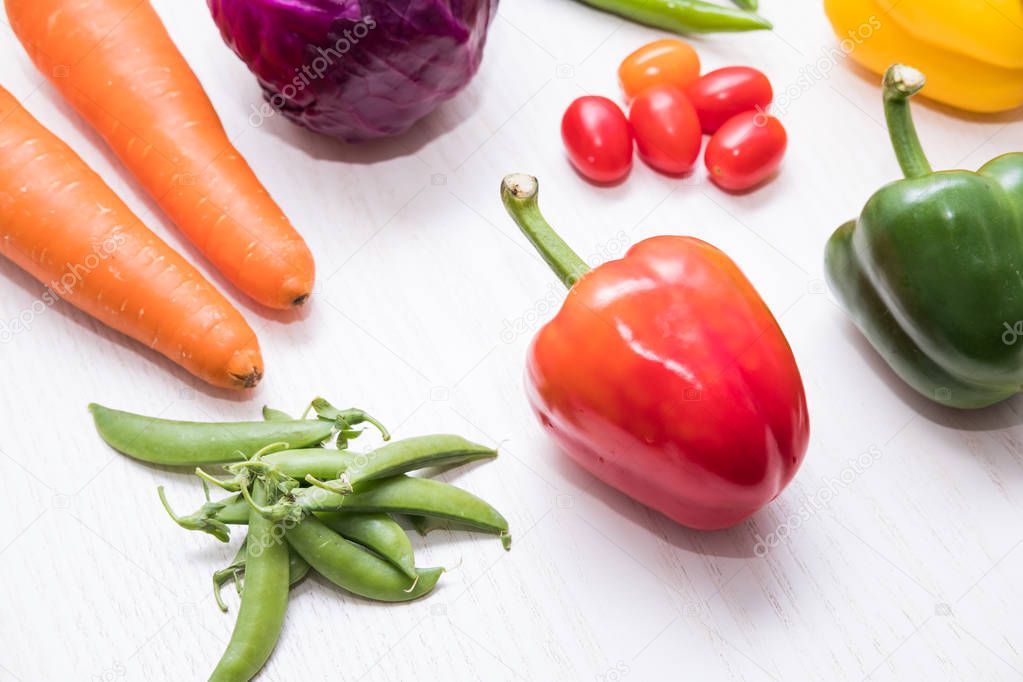 a selection of fresh vegetables for a heart healthy diet as recommended by doctors and medical professionals