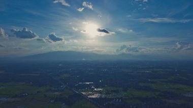Kuzey Tayland 'daki çeltik tarlalarının en üst manzarası