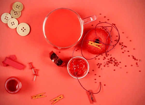 Red objects on a red background