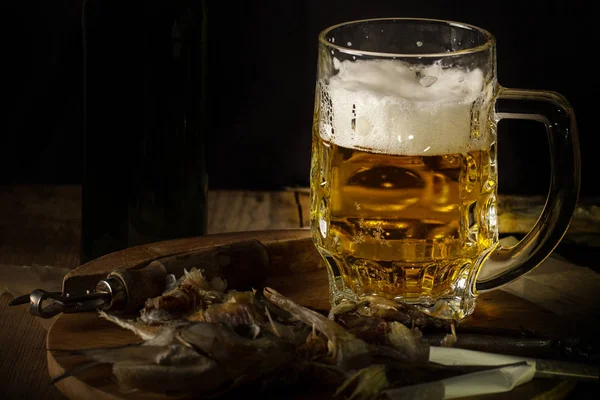 beer drink stands on a table in a glass