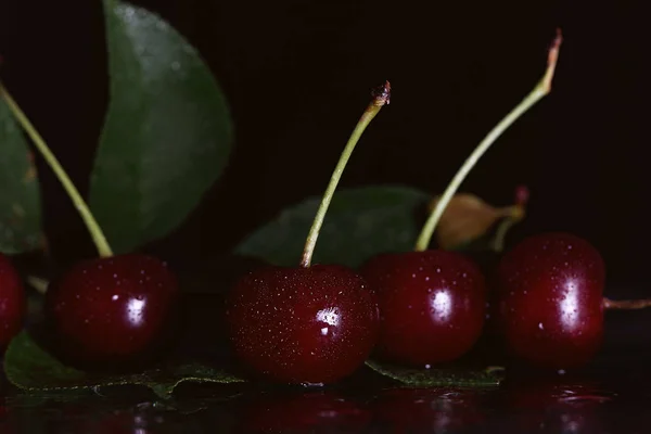 cherry cherry berry on a black background there is a place for an inscription