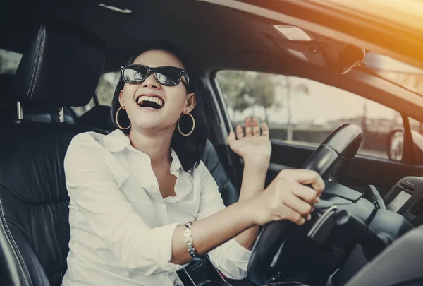 Les Femmes Asiatiques Sont Heureuses Voyager Avec Voiture — Photo