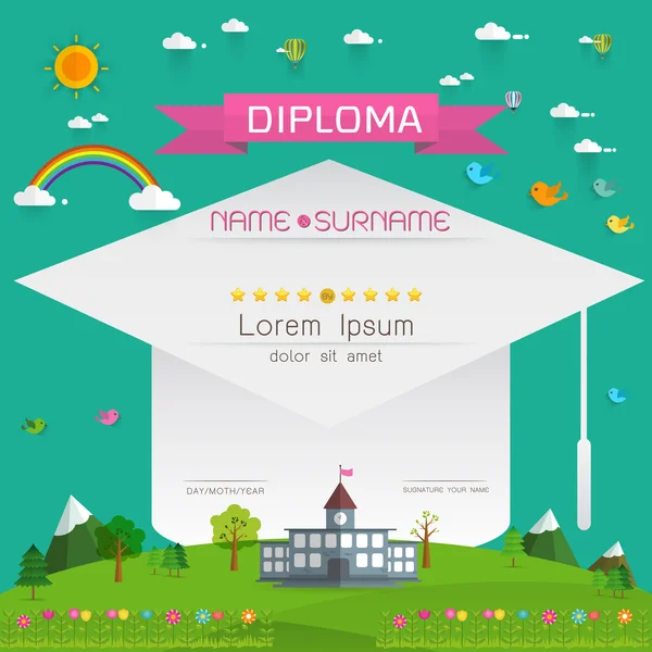 Sertifika çocuklar diploma — Stok Vektör