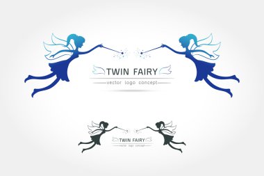 Twin Fairy flying logo  clipart