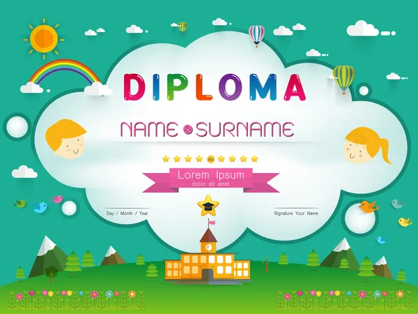 Certificat enfants diplôme — Image vectorielle