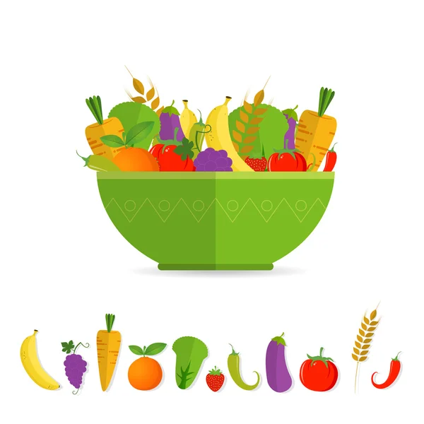 Salátová mísa - zdravé potraviny — Stockový vektor