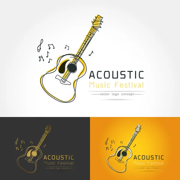 Vettore logo chitarra acustica — Vettoriale Stock