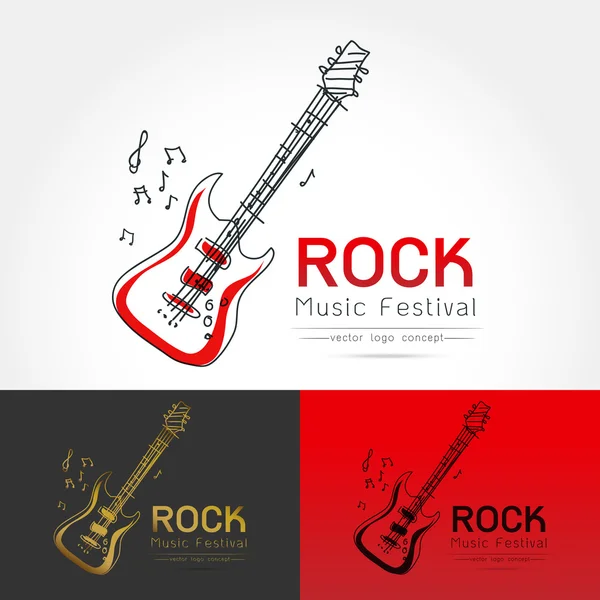 Rock guitar logo vector — ストックベクタ