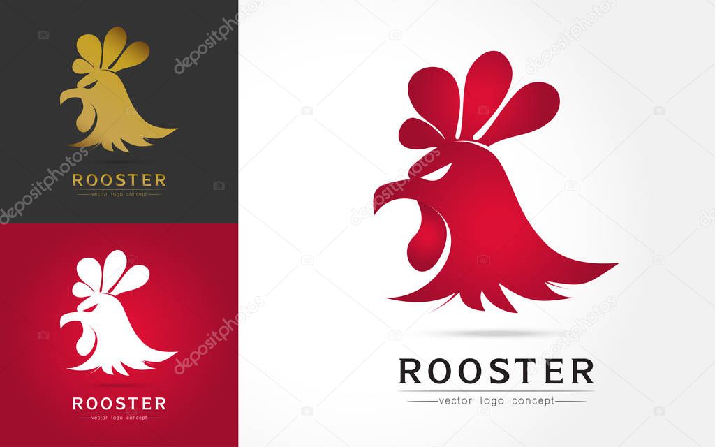 Rooster. Cock. Abstract rooster logo, cock icon. Red fire rooster as symbol of new year 2017 in Chinese calendar. Vector illustration of rooster, cock, design element for new year 2017 greeting cards
