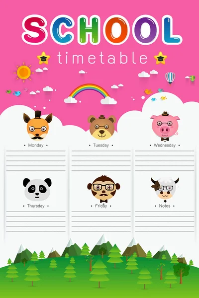 Escola Timetable vetor ilustração — Vetor de Stock