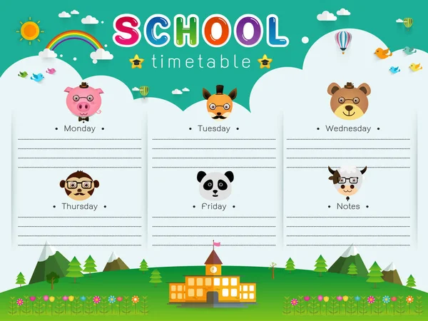 School Timetable vector illustration — Stock Vector