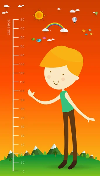 Parede de medidor com menino —  Vetores de Stock