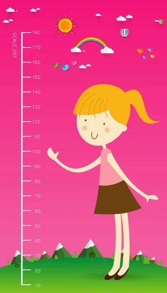 Meter pared con chica — Vector de stock