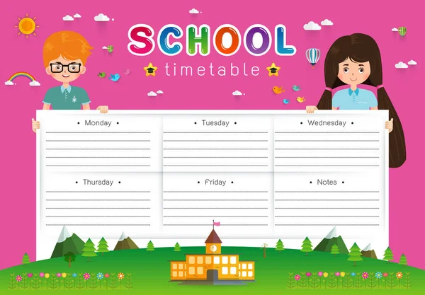 School Timetable vector illustration — Stock Vector