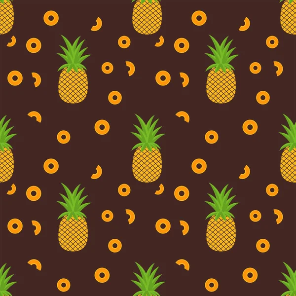 Motif tendance tropical sans couture avec ananas — Image vectorielle