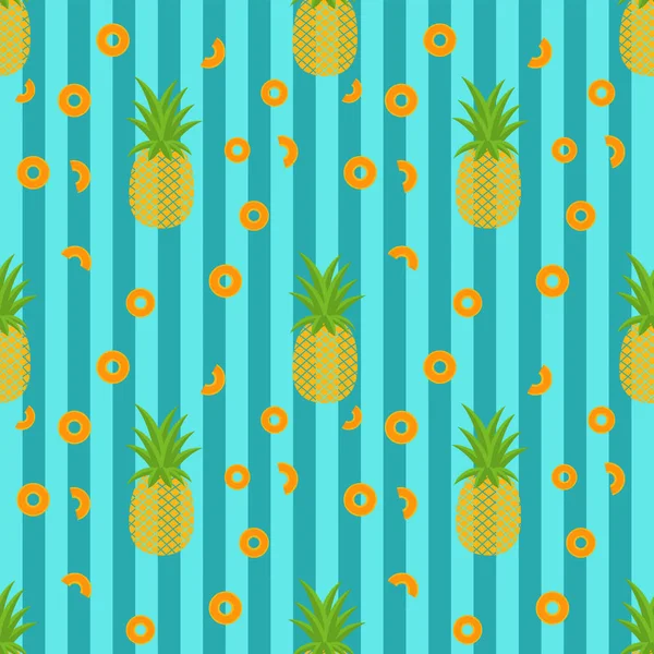 Motif tendance tropical sans couture avec ananas — Image vectorielle