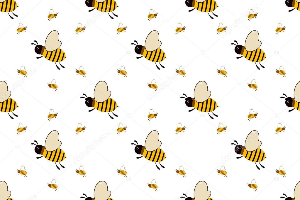Vector seamless pattern with bees