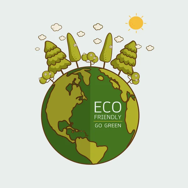 Ecology concept with Green Eco Earth — Stock Vector