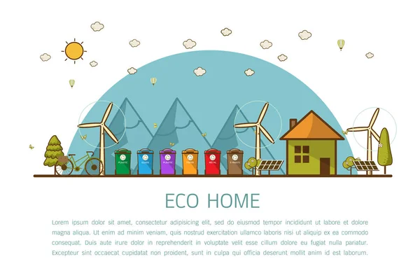 Eco casa com caixas ilustração vetorial — Vetor de Stock
