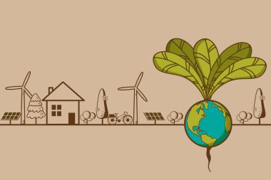 Eko dünya vektör çizim