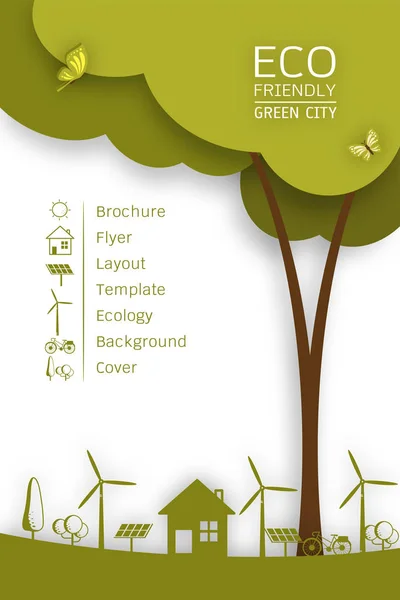 Folleto vectorial Diseño del folleto Plantilla de diseño. Fondo de ecología — Vector de stock