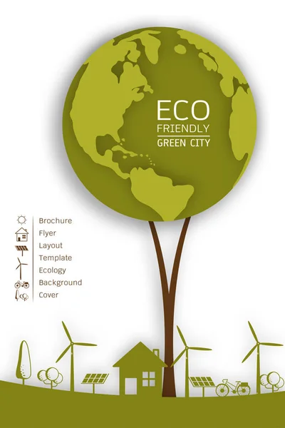 Conceito de ecologia com Green Eco Earth — Vetor de Stock