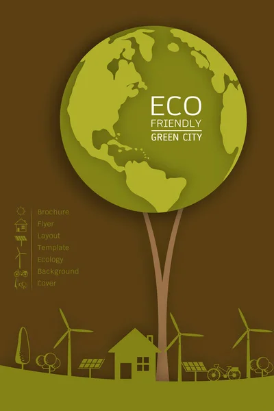 Conceito de ecologia com Green Eco Earth — Vetor de Stock
