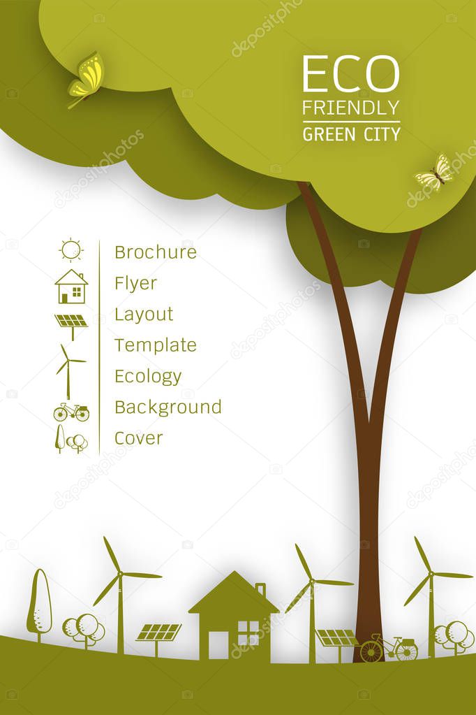 Vector Brochure Flyer Design Layout Template. Ecology Background